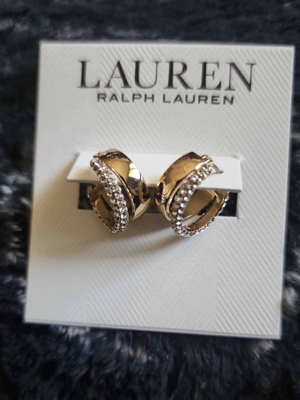 Lauren Ralph Lauren Gold-Tone Hoop Earrings with Crystal Trim